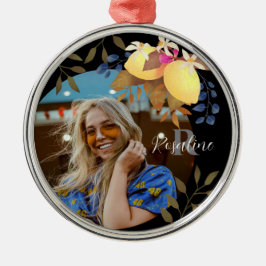 Monograma de Moda de limón Ornamento negro