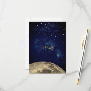 Monograma de Moon and Night Sky Blue Gold RSVP