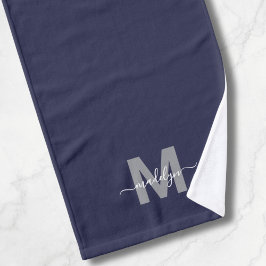Monograma de nombre azul marino elegante personali