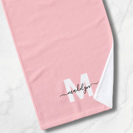 Monograma de nombre con letra script rosa sonrojad