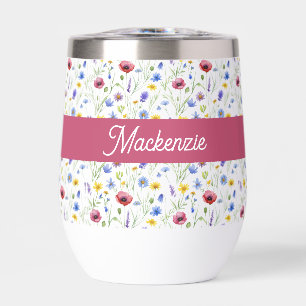 Monograma de nombre de acuarela de flor silvestre