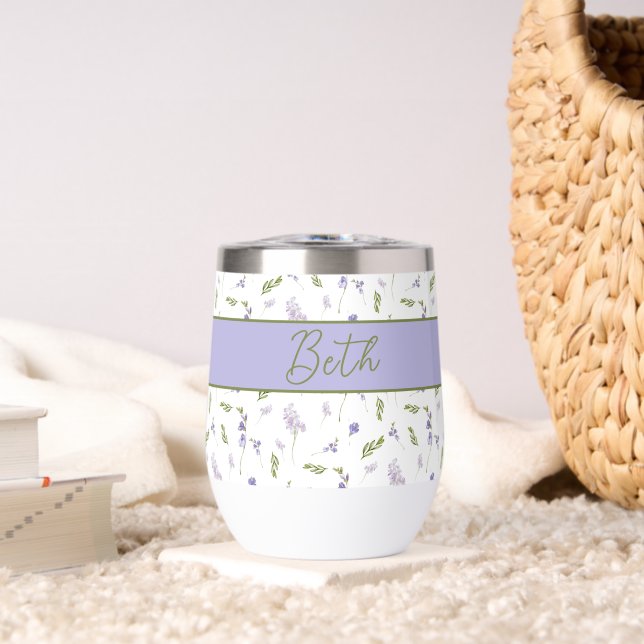 Monograma de nombre de acuarela de flor silvestre  (Sala de estar (girada))