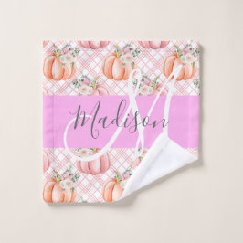Monograma de nombre de calabaza melocotón rosa flo