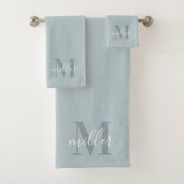 Monograma de nombre de familia personalizado azul 