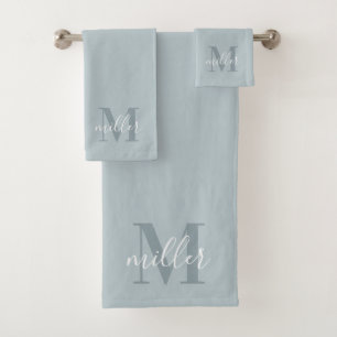 Monograma de nombre de familia personalizado azul 