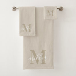 Monograma de nombre de familia personalizado beige