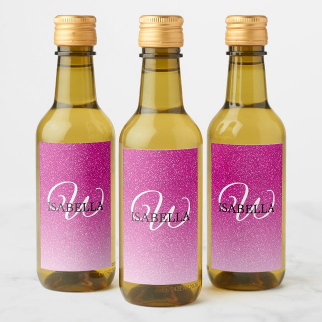 Monograma de nombre de ómbre Purpurina rosa person (Botellas)
