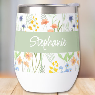 Monograma de nombre en acuarela de flor silvestre 