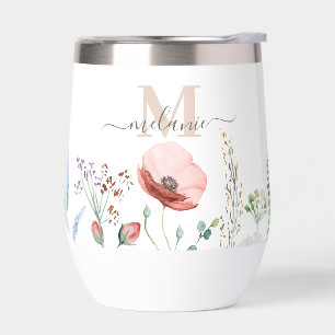 Monograma de nombre personalizado Boho Wildflowers