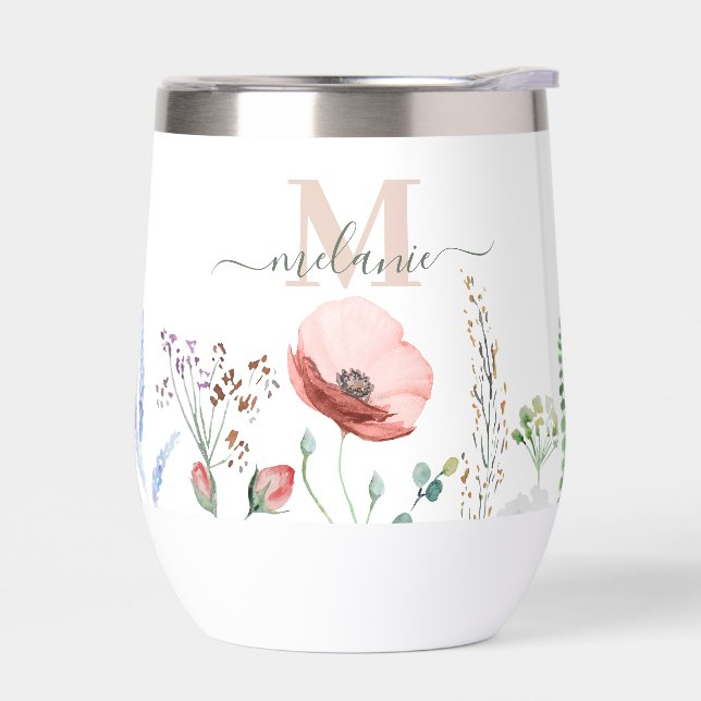 Monograma de nombre personalizado Boho Wildflowers (Izquierdo)