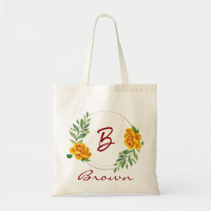Monograma de nombre personalizado en bolsa de tote