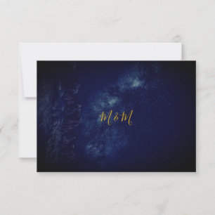 Monograma de oro azul cielo nocturno RSVP