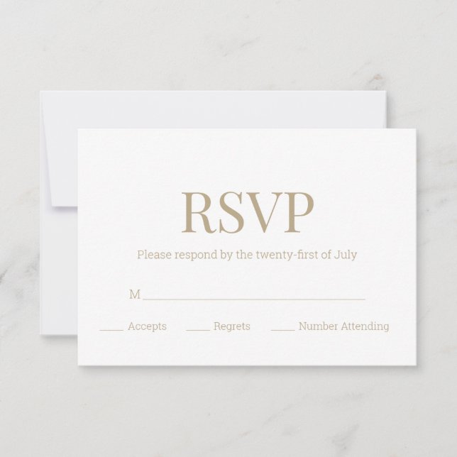 Monograma de oro blanco de boda moderna RSVP (Anverso)