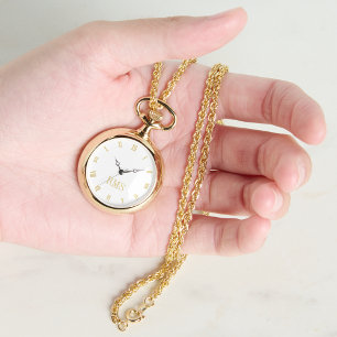 Monograma de oro blanco mujeres reloj de collares 
