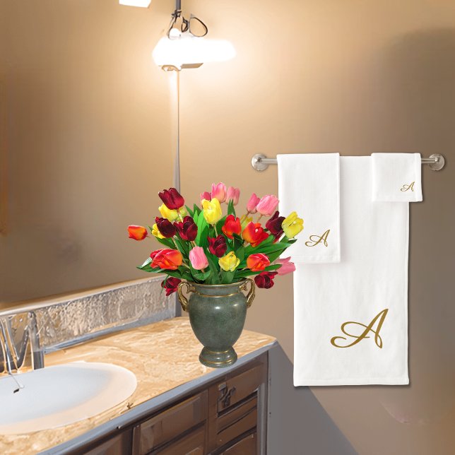 Monograma de oro de lujo personalizable (neutral and luxurious for any bathroom, add a touch of class and personalisation.)