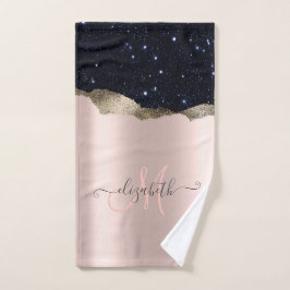 Monograma de oro Rosa de Purpurina negro moderno