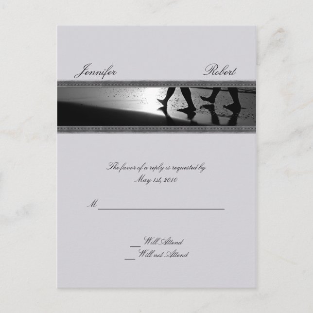 Monograma de paseo romántico en tarjeta de respues (Anverso)