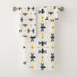Monograma de Patrón de Abeja Amarillo y Negro Mode
