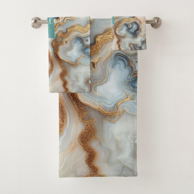 Monograma de Pearl Golden Girly Botswana Agate Per (In situ)