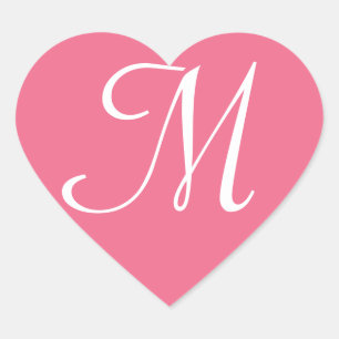 Monograma de Pegatina de corazón rosado personaliz