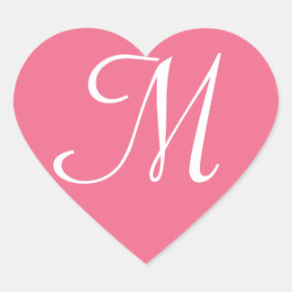 Monograma de Pegatina de corazón rosado personaliz