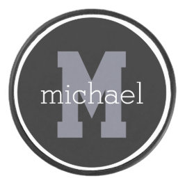 Monograma de personalizado y disco de hockey de no