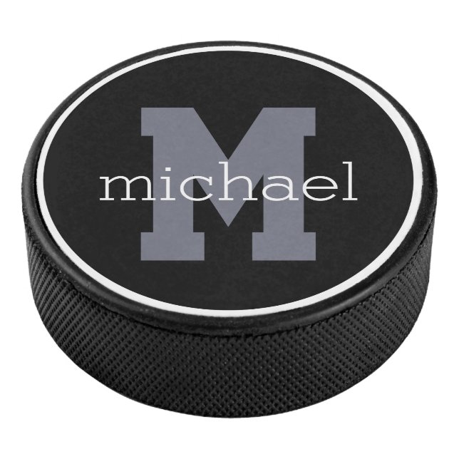 Monograma de personalizado y disco de hockey de no (3/4)
