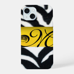 MONOGRAMA DE PIEL DE CEBRA AMARILLO NEGRO BLANCO,T