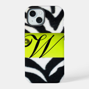 MONOGRAMA DE PIEL DE CEBRA AMARILLO NEGRO BLANCO,T
