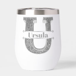 Monograma de plata inicial de U personalizado Su n