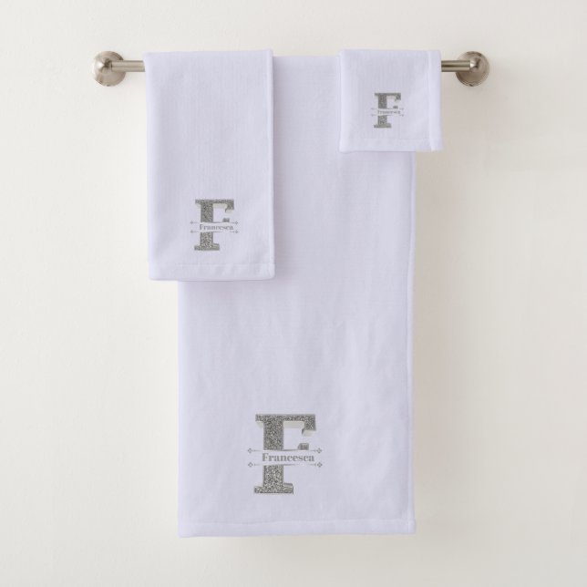 Monograma de plata inicial F personalizado Su nomb (In situ)