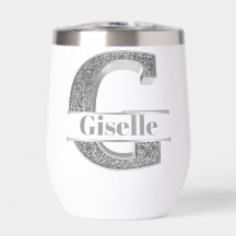 Monograma de plata inicial G personalizado Su nomb