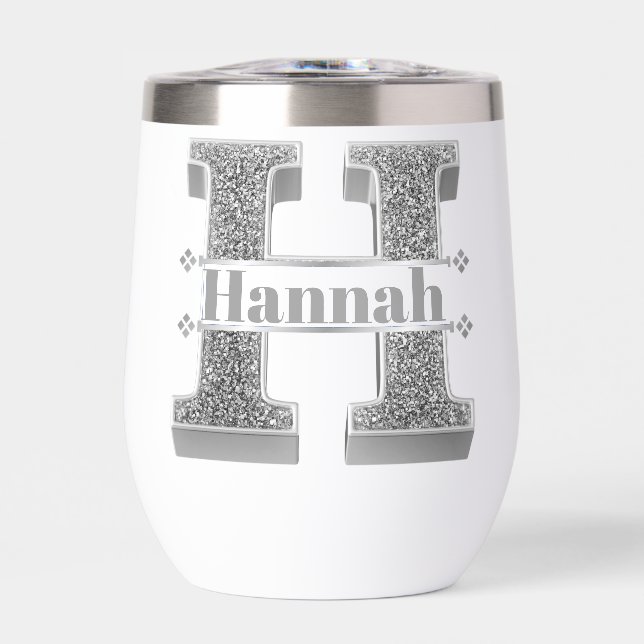 Monograma de plata inicial H personalizado Su nomb (Frente)