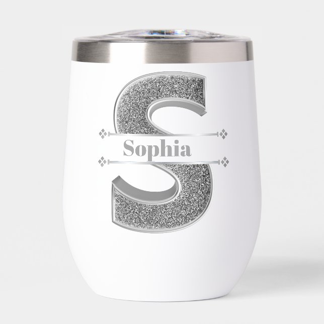 Monograma De Plata Inicial Personalizado Su Nombre (Frente)