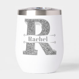 Monograma de plata inicial R personalizado Su nomb