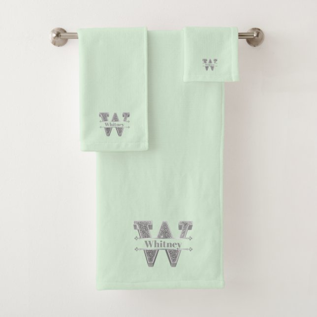 Monograma de plata inicial W personalizado Su nomb (In situ)