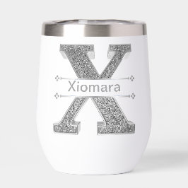 Monograma de plata inicial X personalizado Su nomb