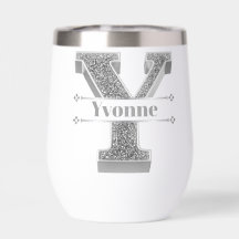 Monograma de plata inicial Y personalizado Su nomb