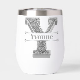 Monograma de plata inicial Y personalizado Su nomb
