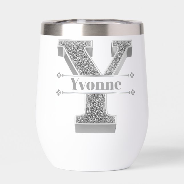 Monograma de plata inicial Y personalizado Su nomb (Trasero)