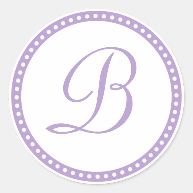 Monograma de punto púrpura simple Pegatina inicial (Anverso)