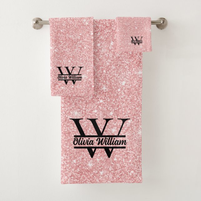 Monograma de Purpurina de oro Rosa | Girly Modern  (In situ)