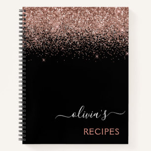 Monograma de Purpurina negro rosado Rosa de libros