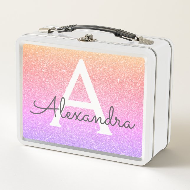 Monograma de Purpurina rosa y morado y espuma (Anverso)