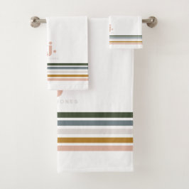 Monograma de rayas retro chic