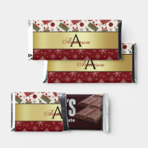 Monograma de regalos y copos de nieve para navidad