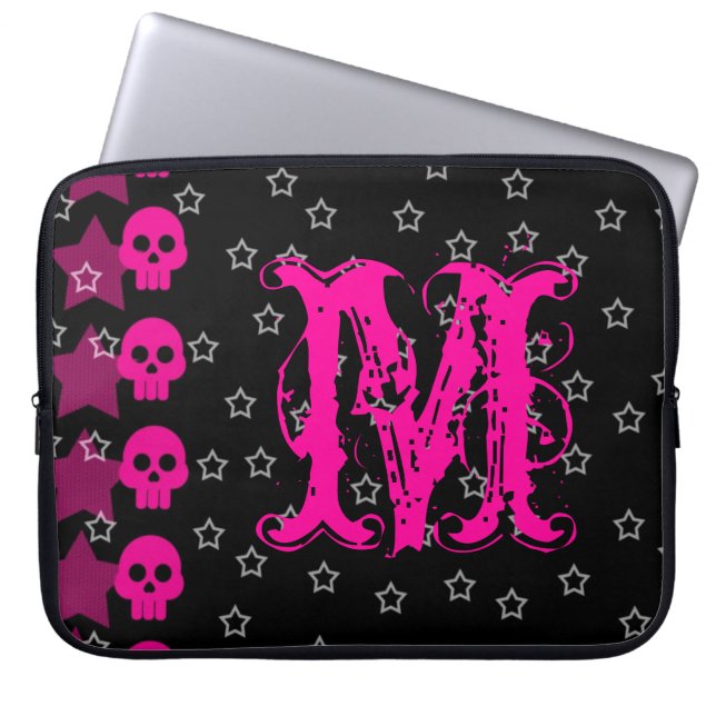 Monograma de rock de Punk EMO Girly Skull Funda po (Frente)