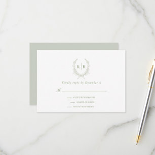 Monograma de Sage Botaniacal & Ribbon Escudo RSVP