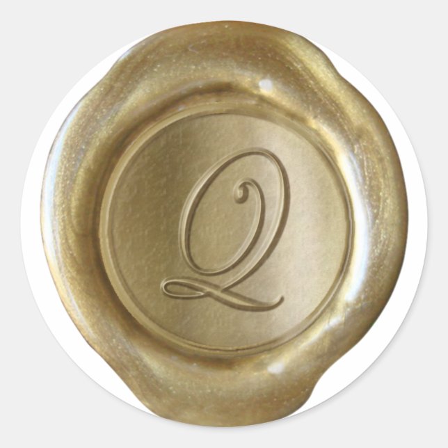 Monograma de sello de cera - Oro - Script Q - (Anverso)