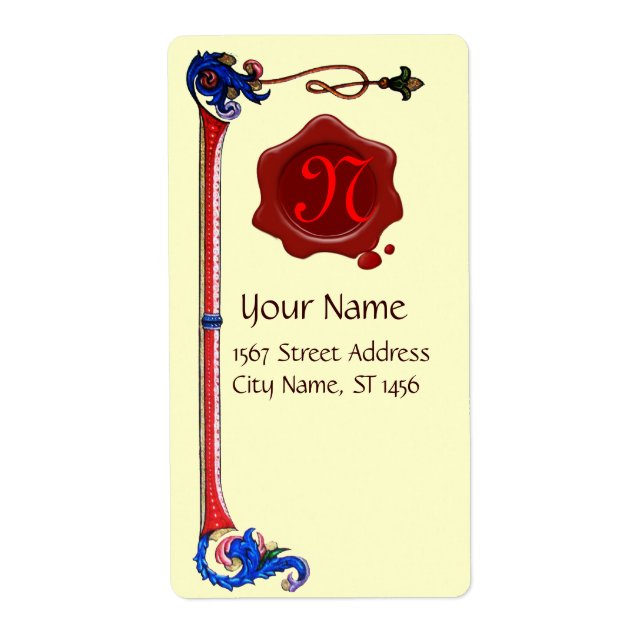 MONOGRAMA DE SELLO DE CERRADURA ROJA FLORENTINA AN (Frente)